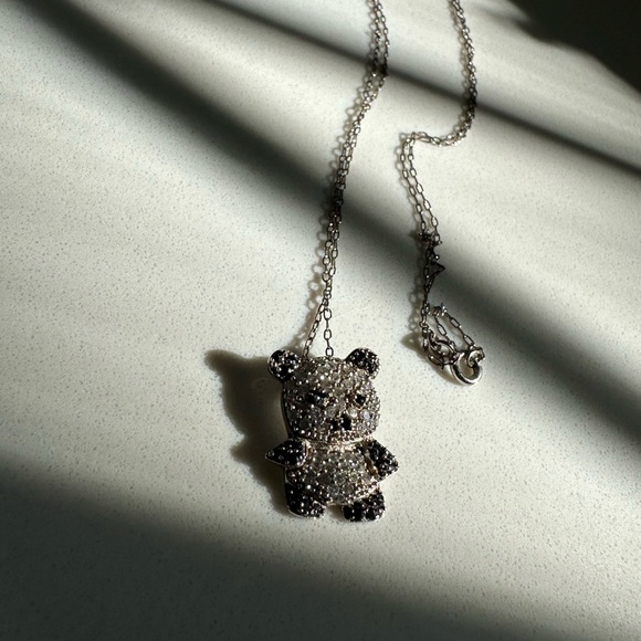 Simulated Diamond 925 Silver Adorable
Panda Bear Necklace 14k White - Picture 4 of 6